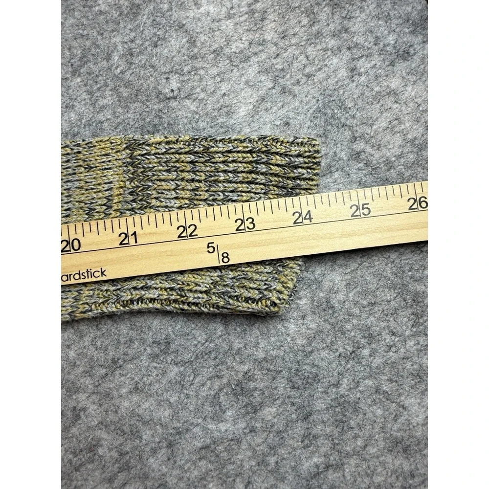 Heather B Marled Cotton Open Knit Sweater XS Gray Mustard Boho Textured Pullover